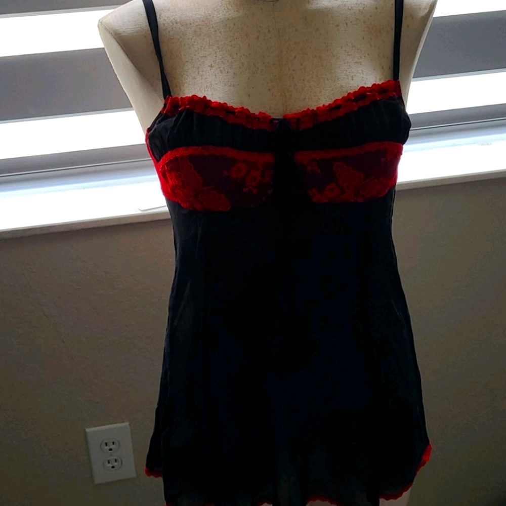 Victoria secret red and black lingerie slip